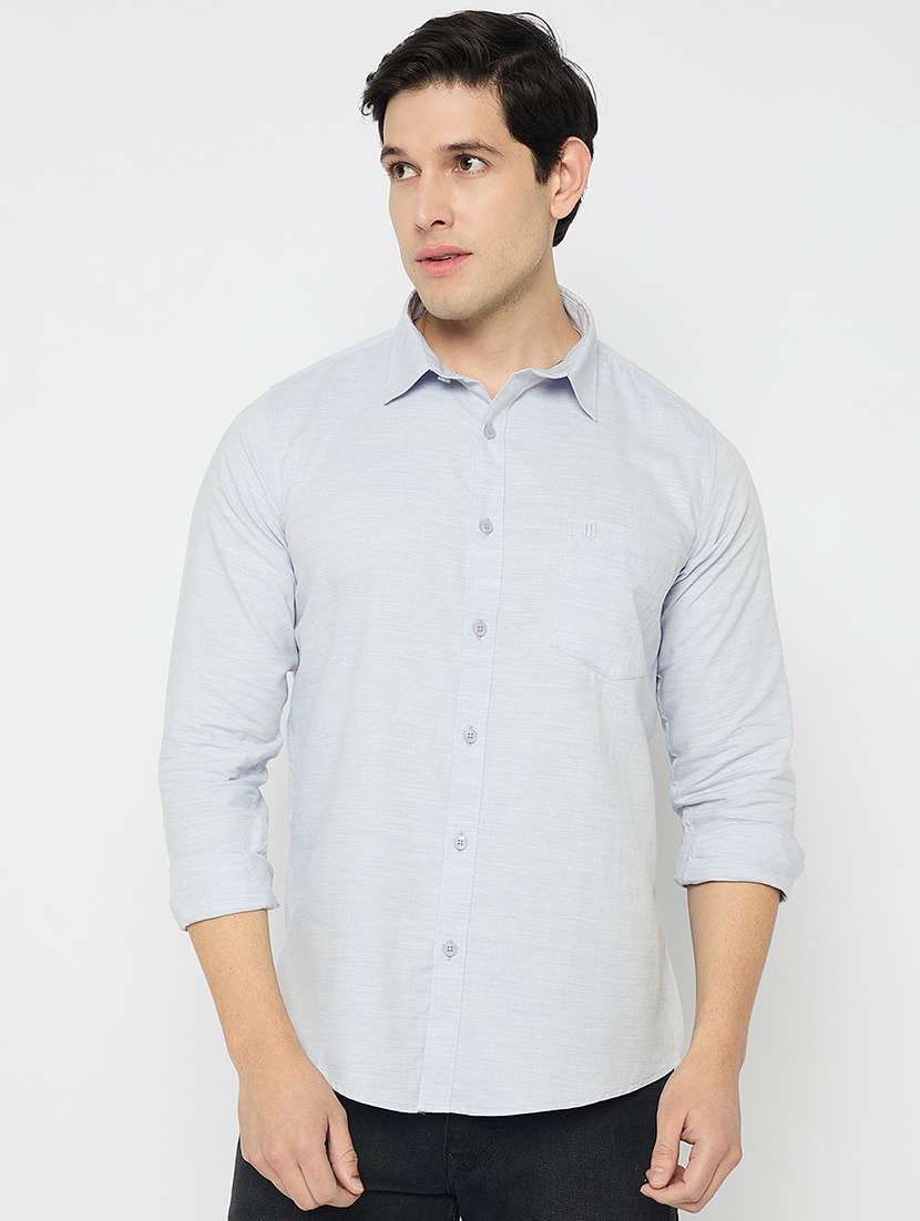 men collared long sleeves casual shirt