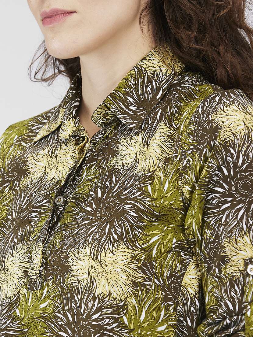 women printed collared high low top - 21840193 - Standard Image - 3