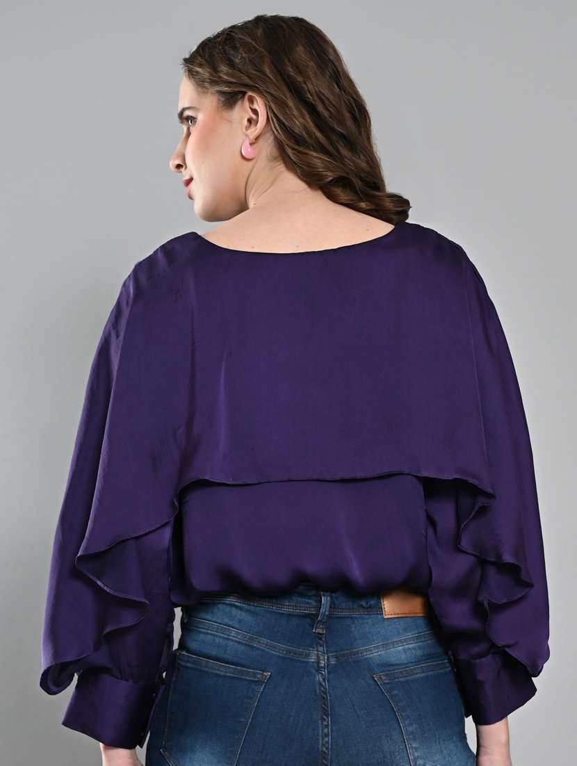 women solid long sleeves blouson top - 21840219 -  Standard Image - 3