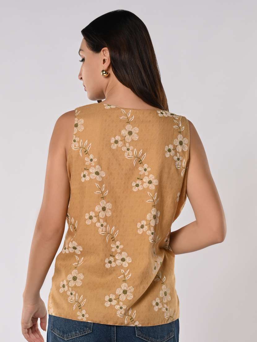 women floral printed sleeveless regular top - 21840229 -  Standard Image - 3