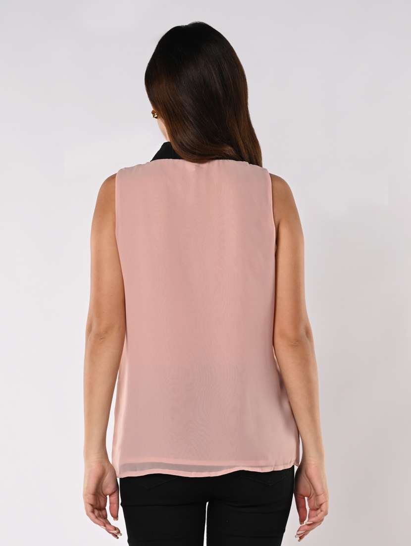 women sleeveless shirt style top with lace - 21840231 -  Standard Image - 3