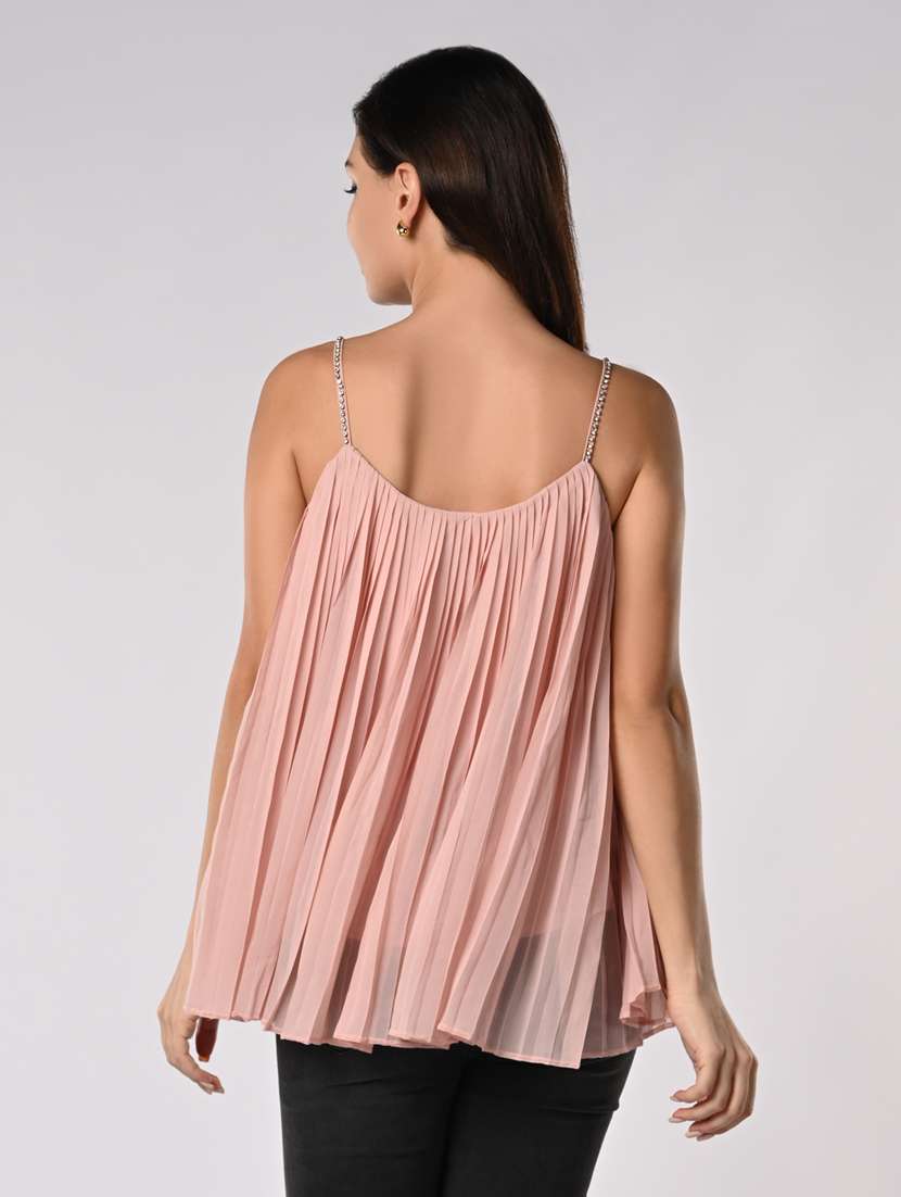 women solid shoulder strap a-line top - 21840233 - Standard Image - 3