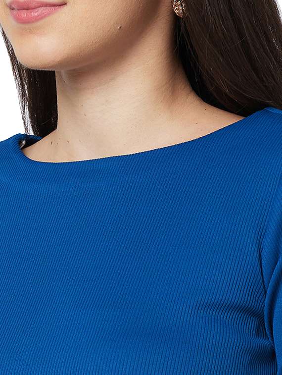 women solid boat neck high-low top - 21840261 -  Standard Image - 3