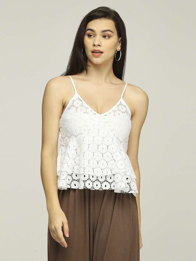 women shoulder strap peplum lace top - 21840281 -  Zoom Image - 0