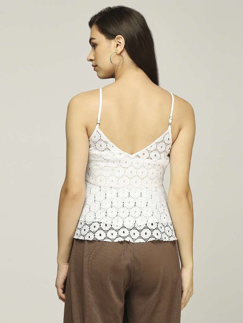 women shoulder strap peplum lace top - 21840281 - Standard Image - 3