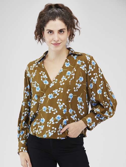 women floral print puff sleeves regular top - 21840295 -  Standard Image - 0