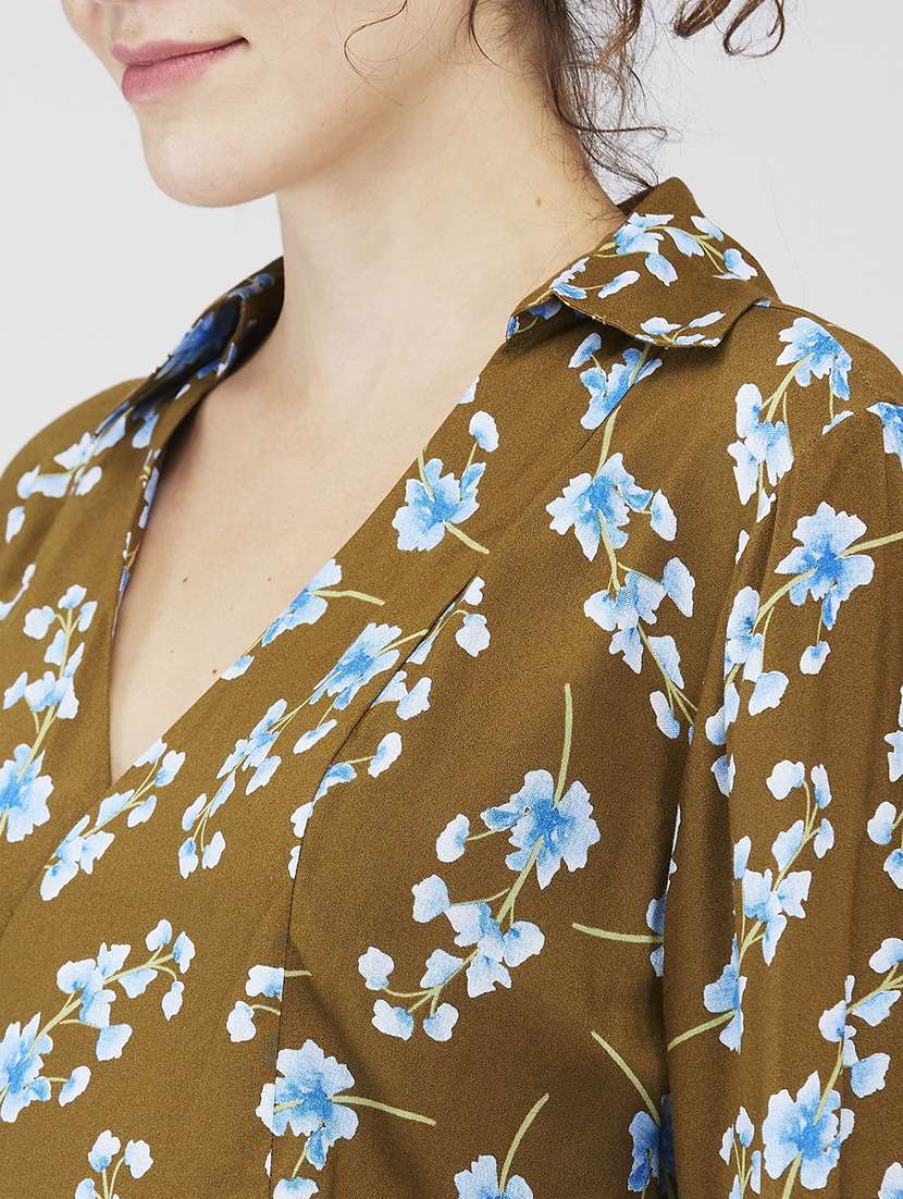 women floral print puff sleeves regular top - 21840295 - Standard Image - 3