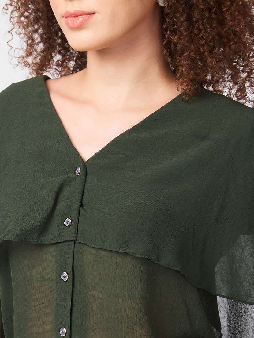 women solid long sleeves regular top - 21840297 -  Standard Image - 3