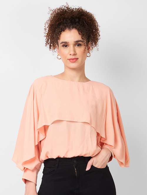 women solid long sleeves blouson top - 21840305 -  Standard Image - 0