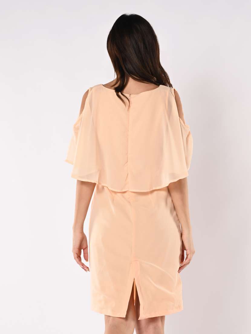 women solid cape sleeves a-line dress - 21840319 -  Standard Image - 3