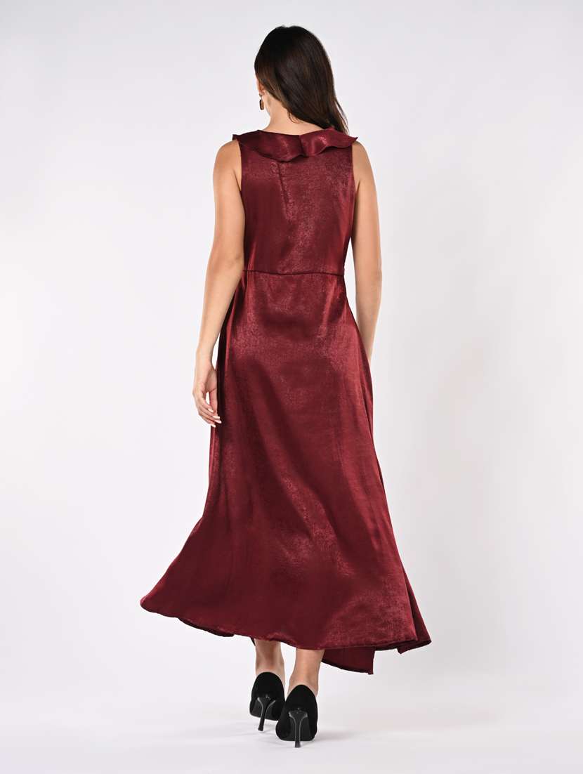 women solid sleeveless wrap dress - 21840353 -  Standard Image - 3
