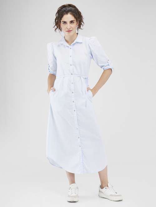 women collared puff sleeves shirt dress - 21840369 -  Standard Image - 0