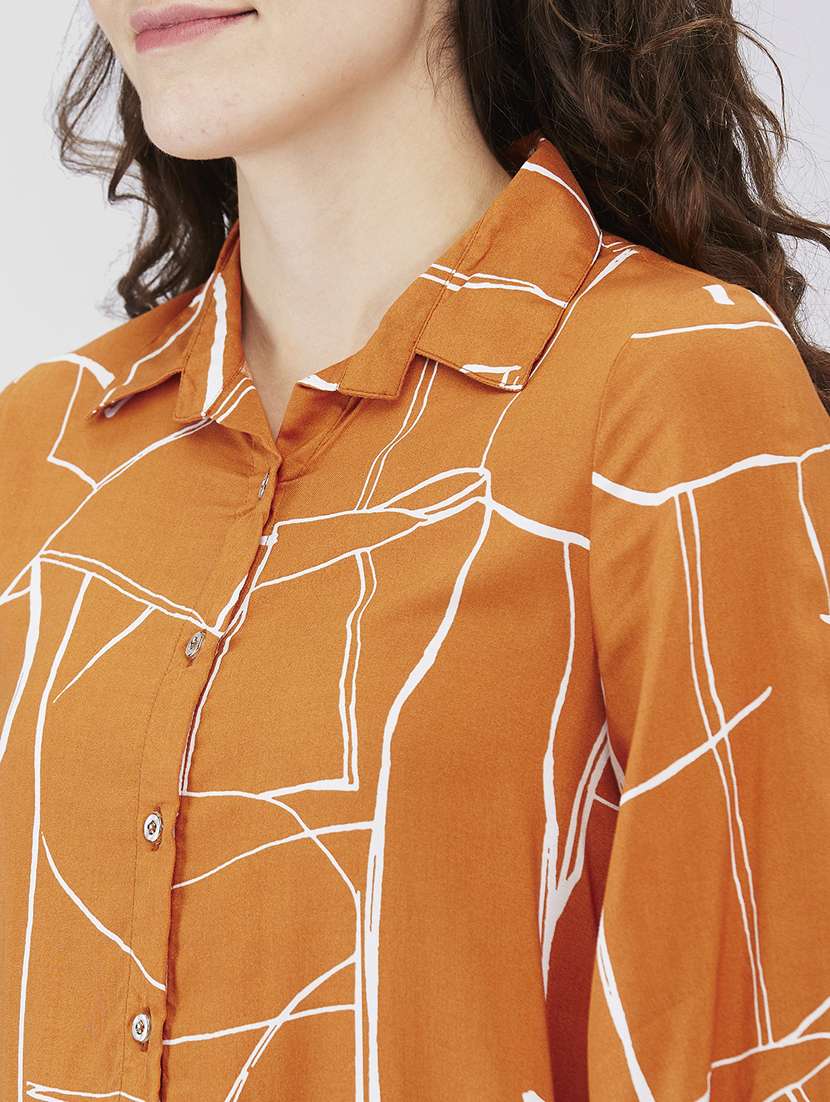 women printed collared high low dress - 21840371 - Standard Image - 3