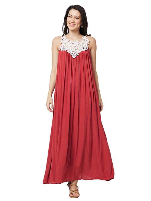 womenlace detailed sleeveless fit & flare dress - 21840378 -  Standard Image - 0