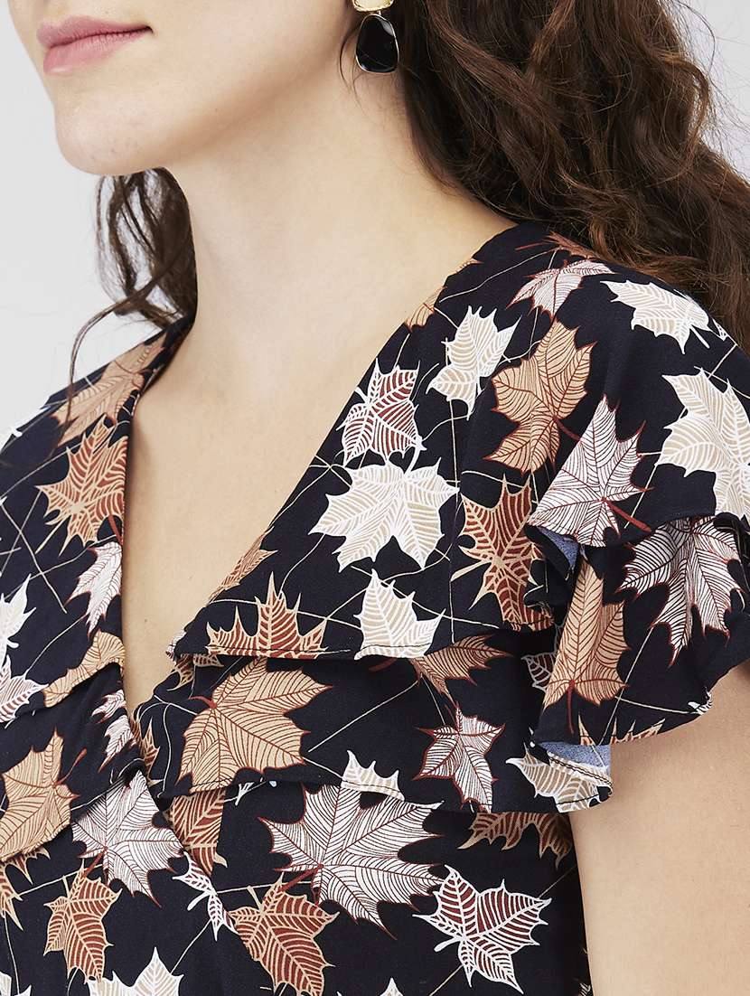 women printed flared sleeves a-line dress - 21840397 - Standard Image - 3