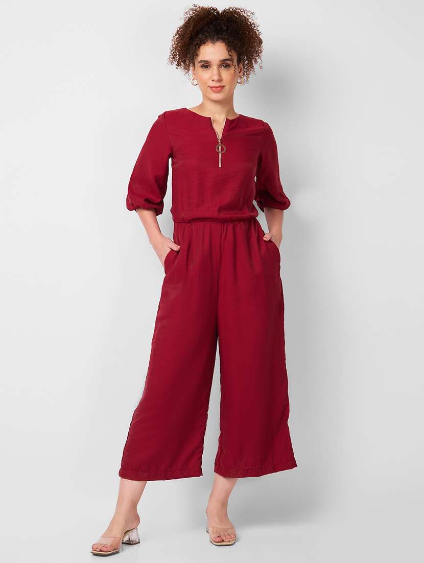 women solid round neck full length jumpsuit - 21840490 -  Zoom Image - 0