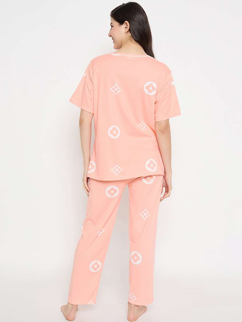 women printed short sleeve pyjama set nightwear  - 21840500 -  Standard Image - 3