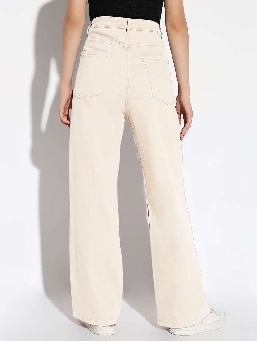 women solid high rise wide leg jean - 21840562 -  Standard Image - 3