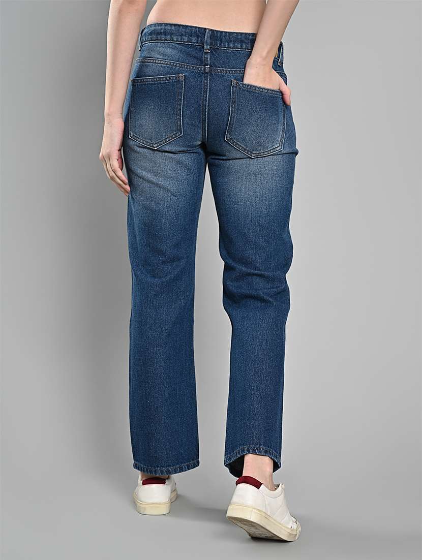 women distress mid rise straight fit jean - 21840659 - Standard Image - 3