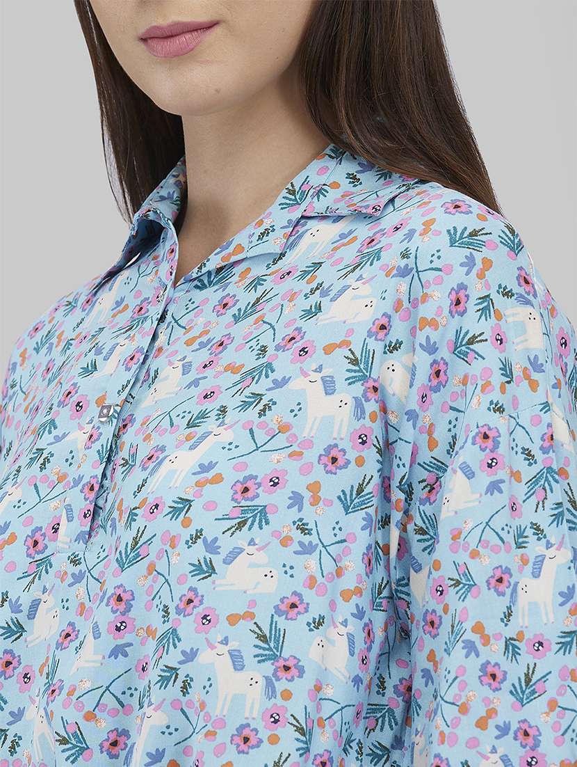 women floral printed collared crop shirt - 21840691 -  Standard Image - 3