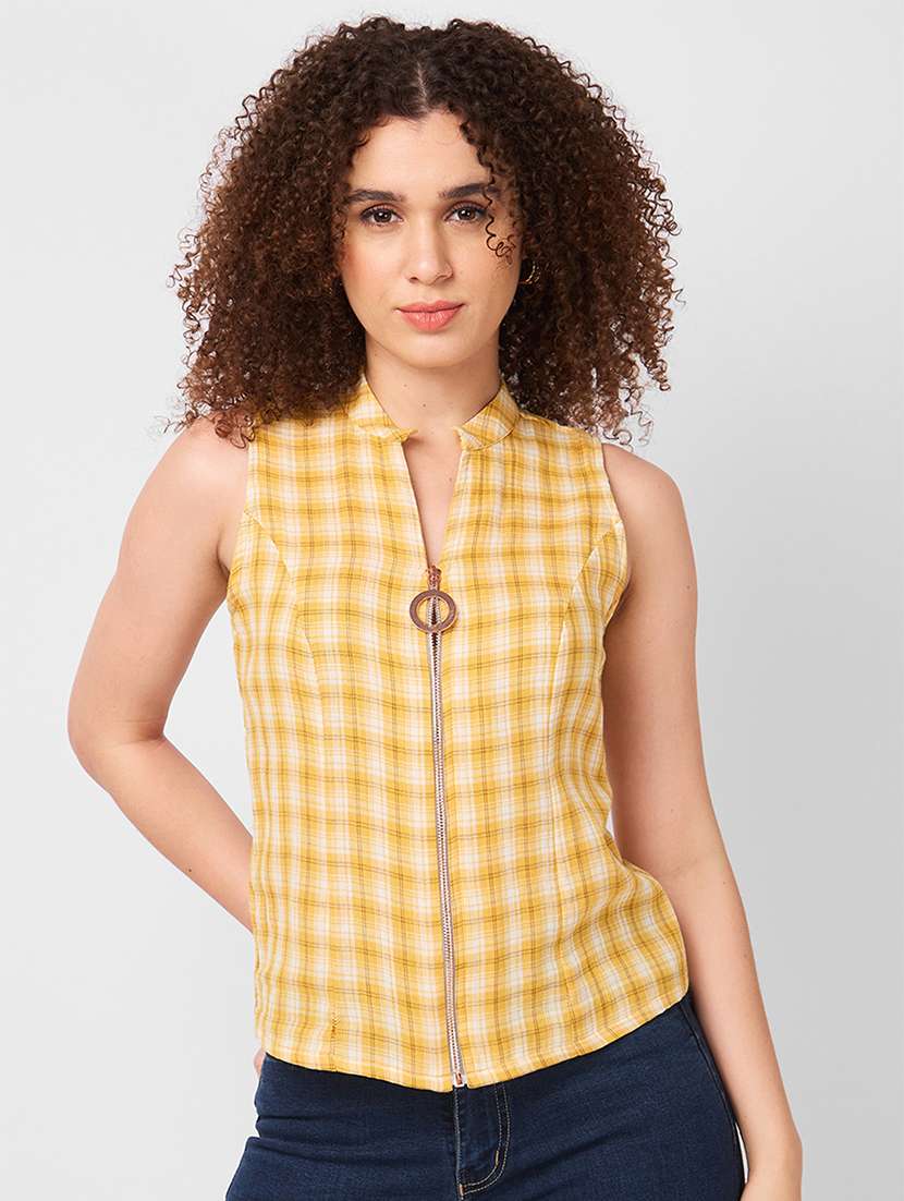 women checkered sleeveless regular top - 21840731 - Zoom Image - 0