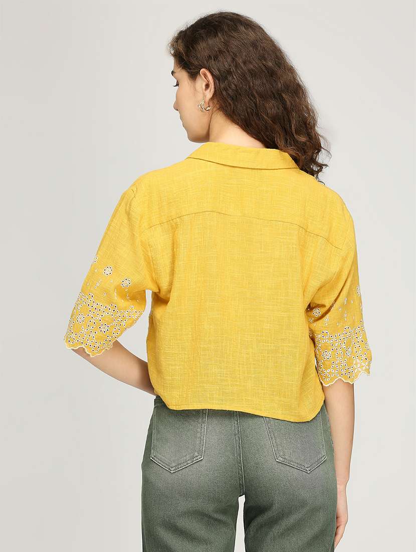 women schiflli detailed crop top - 21840765 -  Standard Image - 3
