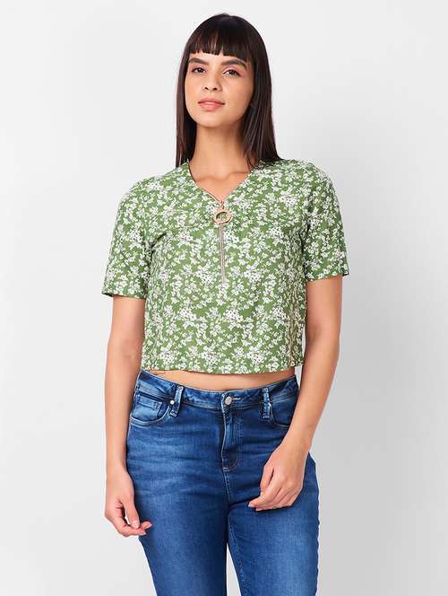 women floral printed short sleeves regular top - 21840780 -  Standard Image - 0