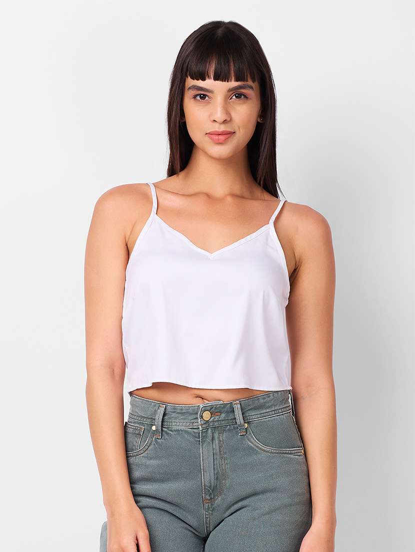 women self designed puff sleeves crop top with slip  - 21840794 -  Standard Image - 3