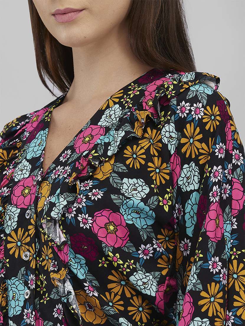 women floral print puff sleeves regular top - 21840799 - Standard Image - 3
