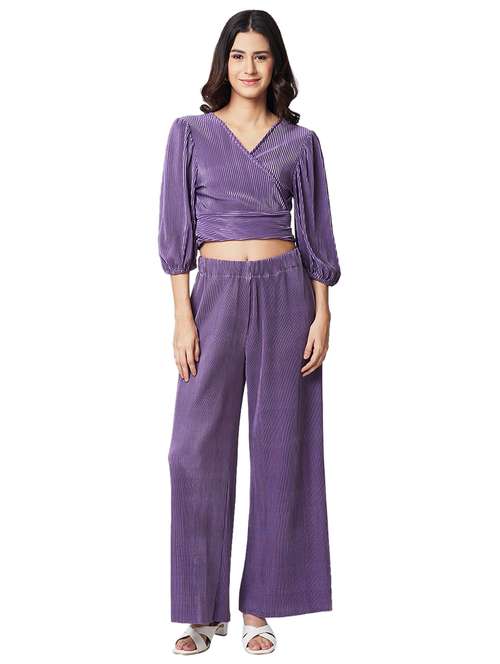 women solid top and palazzo co-ord set - 21840848 - Standard Image - 0