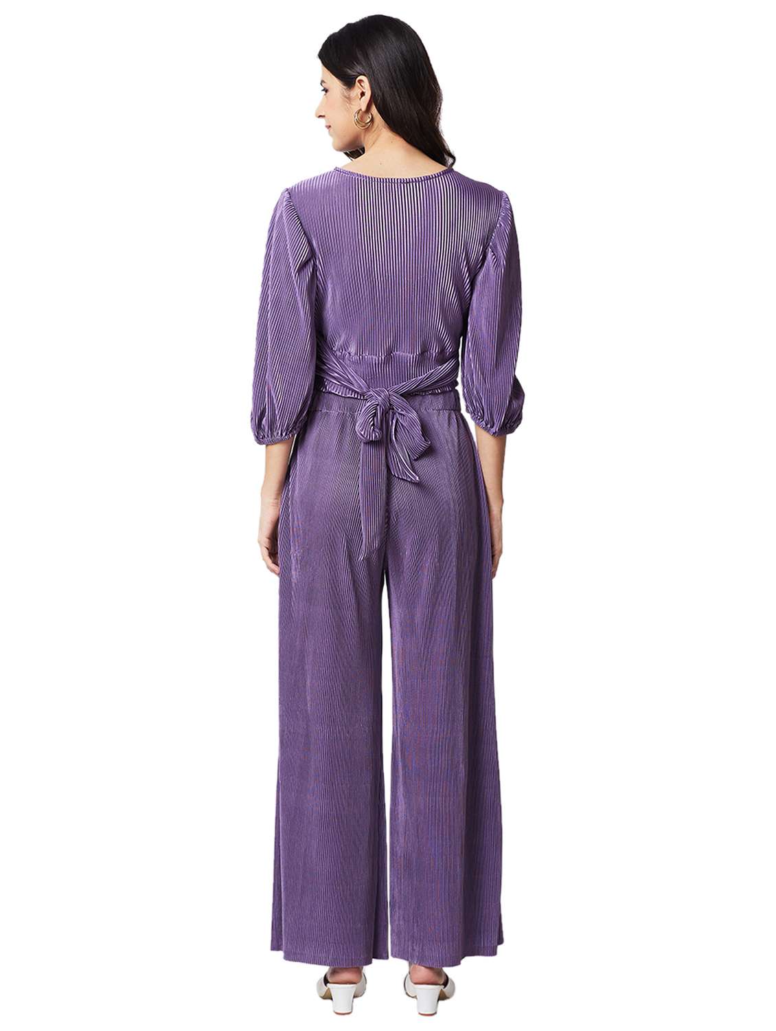 women solid top and palazzo co-ord set - 21840848 - Standard Image - 3