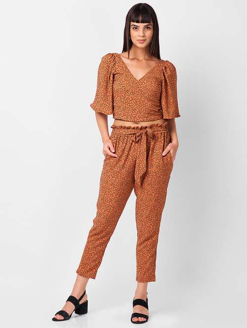 women printed top and trouser co-ord set - 21840850 - Standard Image - 0