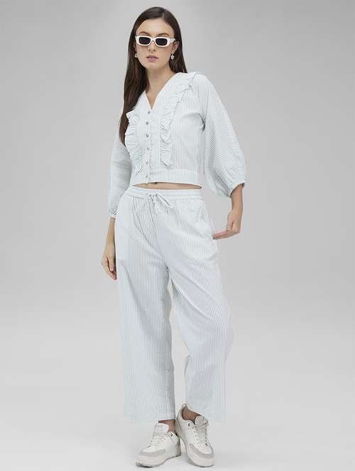 women striped shirt and trouser co-ords set - 21840852 - Standard Image - 0