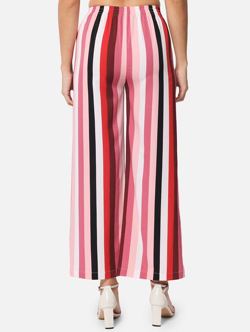 women striped high rise straight palazzo - 21840867 - Standard Image - 3