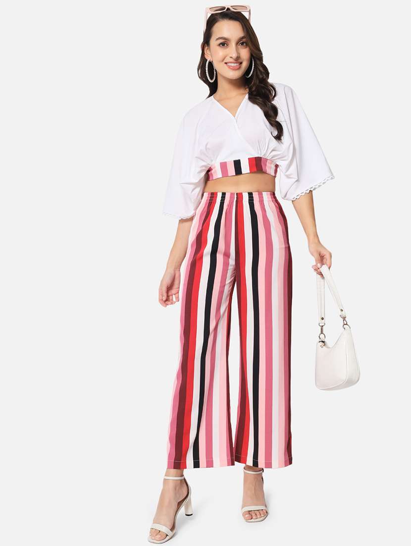 women striped high rise straight palazzo - 21840867 - Standard Image - 5