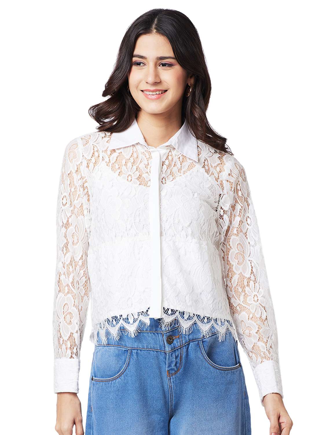 women solid collared long sleeves regular top