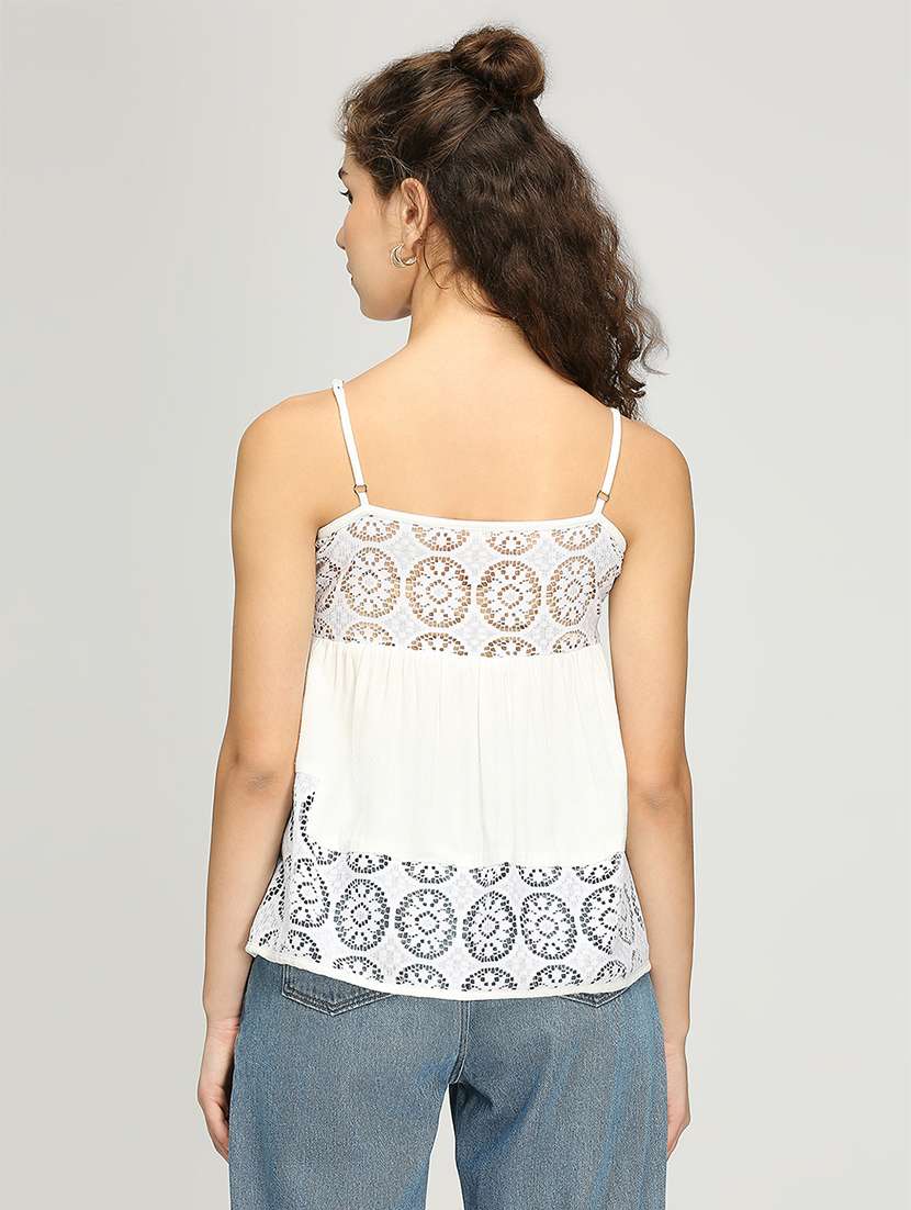 women laced shoulder strap a-line top - 21840925 - Standard Image - 3