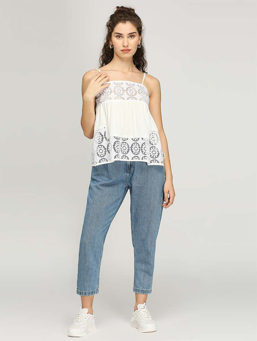 women laced shoulder strap a-line top - 21840925 - Standard Image - 5