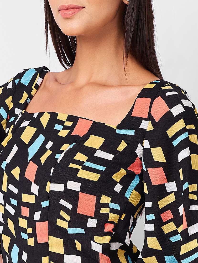 women printed puff sleeves crop top - 21840943 -  Standard Image - 3