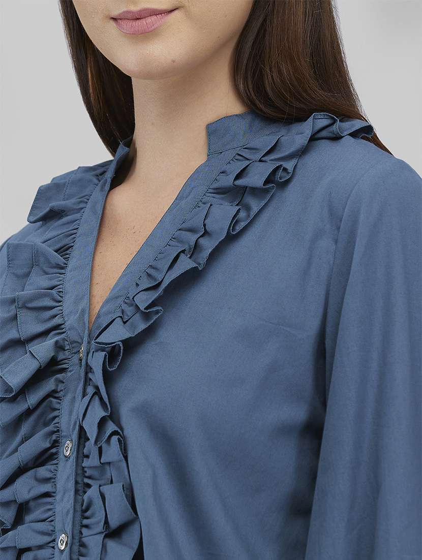 women solid puff sleeves crop top - 21840960 - Standard Image - 3