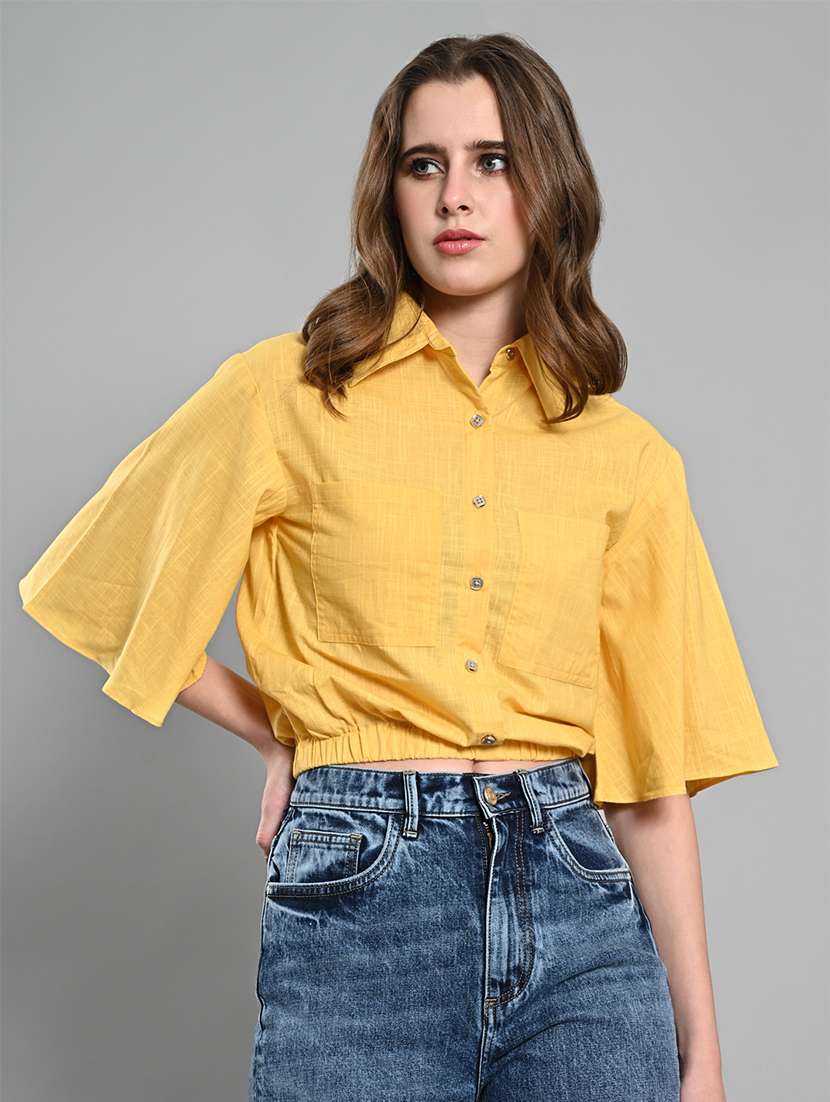 women solid collared regular shirt - 21840966 - Zoom Image - 0