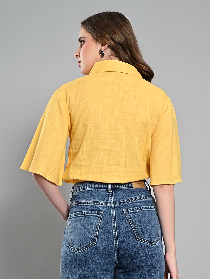 women solid collared regular shirt - 21840966 - Standard Image - 3