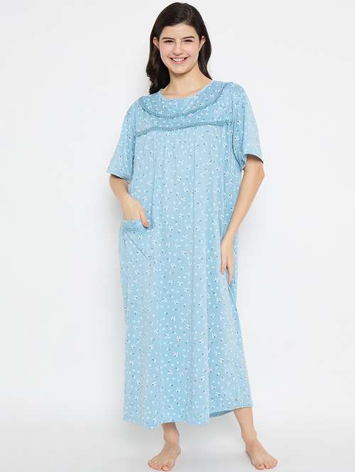 women floral printed short sleeve nighty - 21840982 -  Standard Image - 0