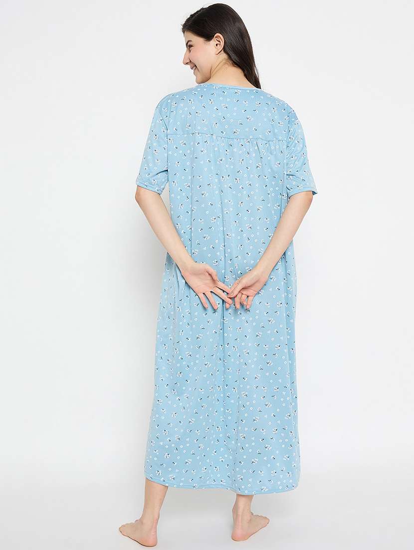 women floral printed short sleeve nighty - 21840982 -  Standard Image - 3