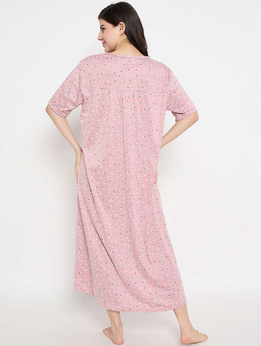 women floral printed short sleeve nighty - 21840983 -  Standard Image - 3