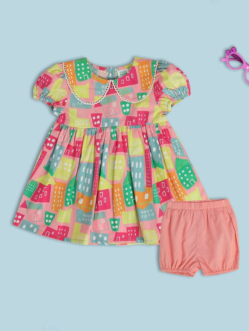 girls printed frock with bloomer