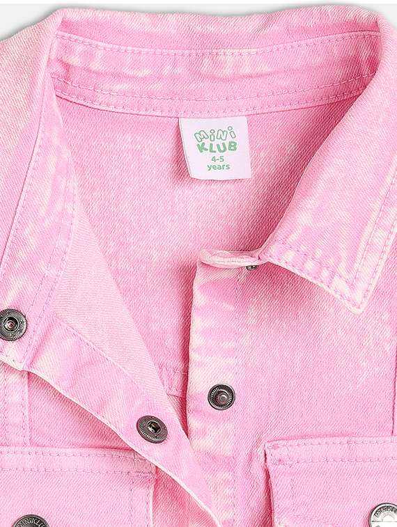 girls pink solid short sleeve a-line dress - 21840996 -  Standard Image - 3