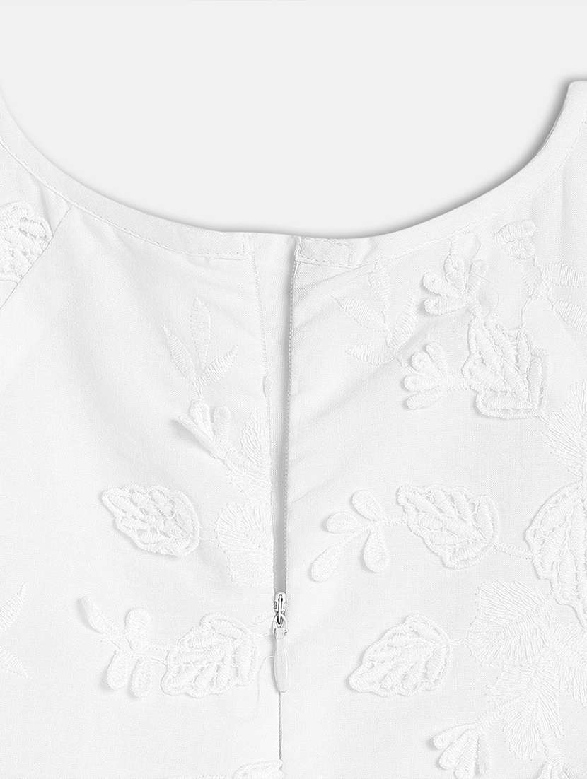 girls white self design round neck frock - 21840997 -  Standard Image - 3