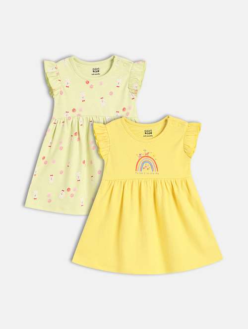 girls pack of 2 printed round neck frock - 21841002 -  Standard Image - 0