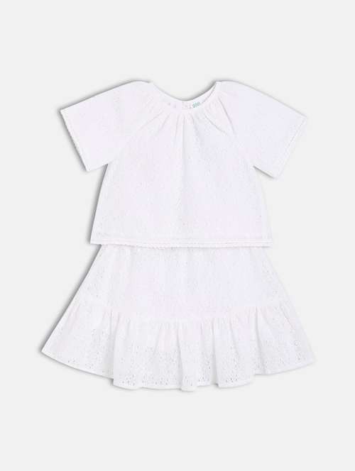 girls white solid skirt & top set - 21841023 -  Standard Image - 0